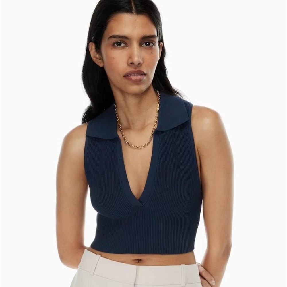 NEW Aritzia Babaton Sculpt Knit Polo Top
